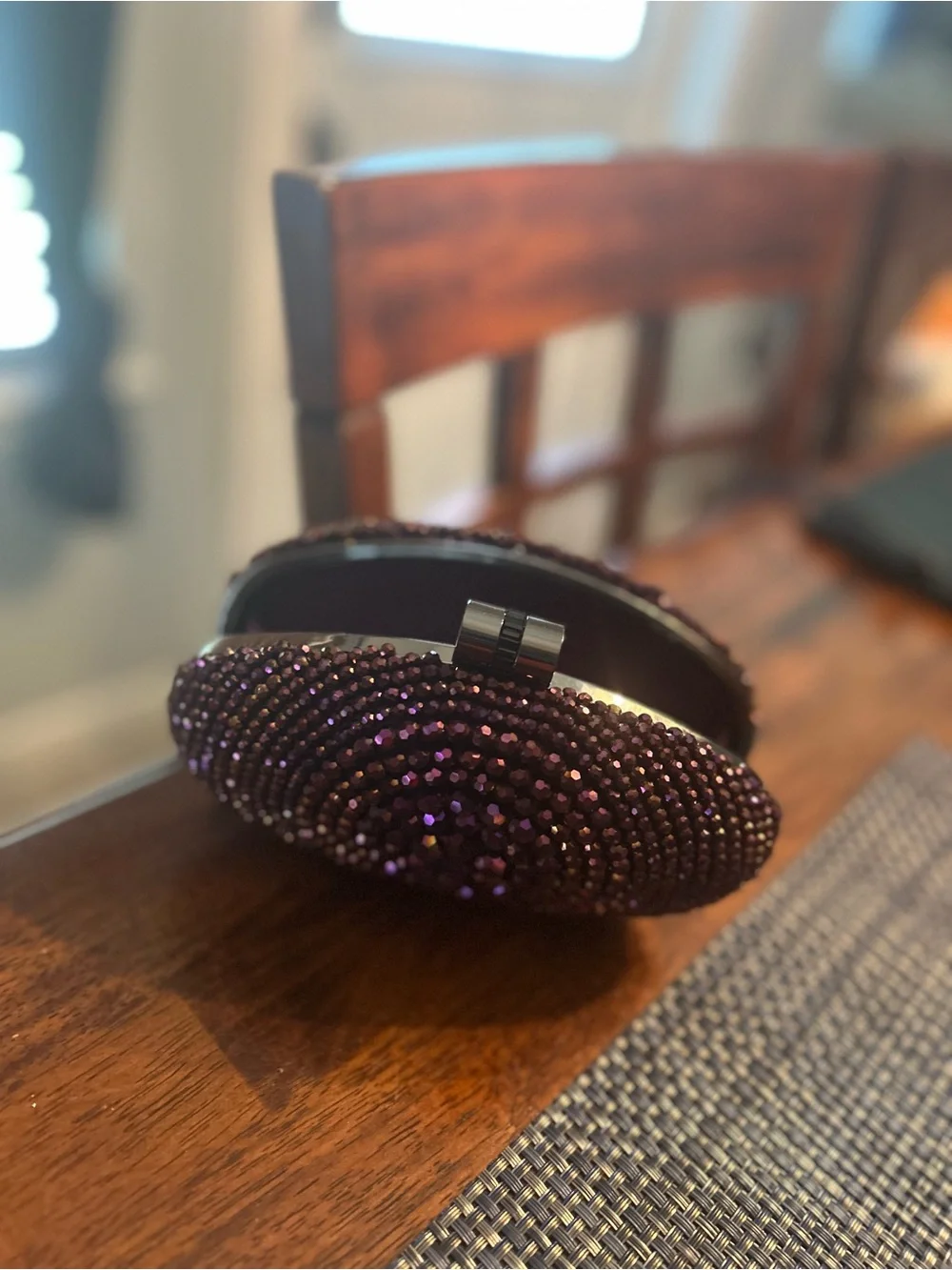Sondra Roberts Purple Crystal Evening Clutch